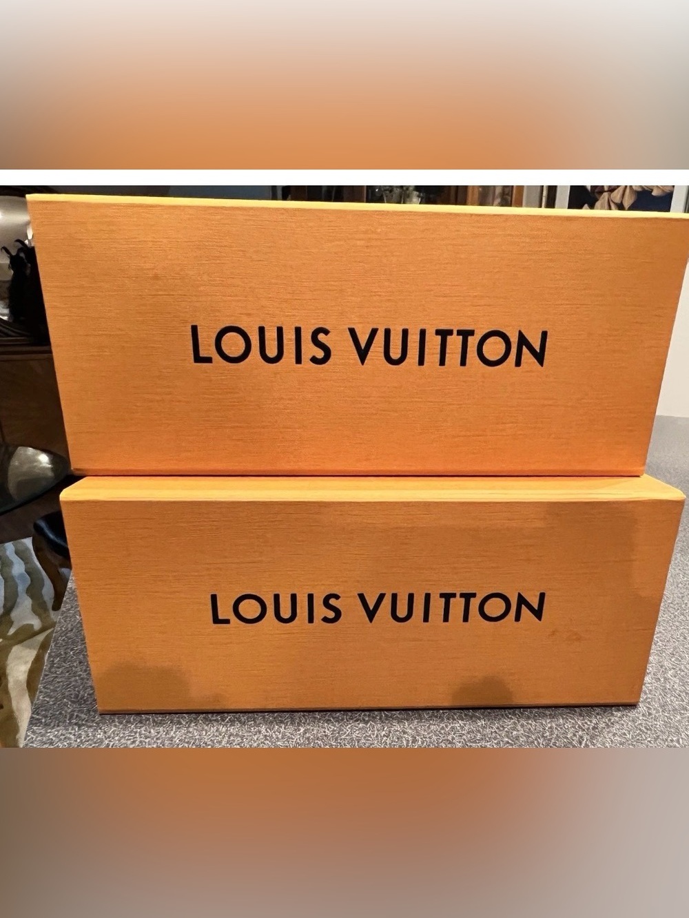 Louis Vuitton Orange Designer Storage Boxes - Set of 2